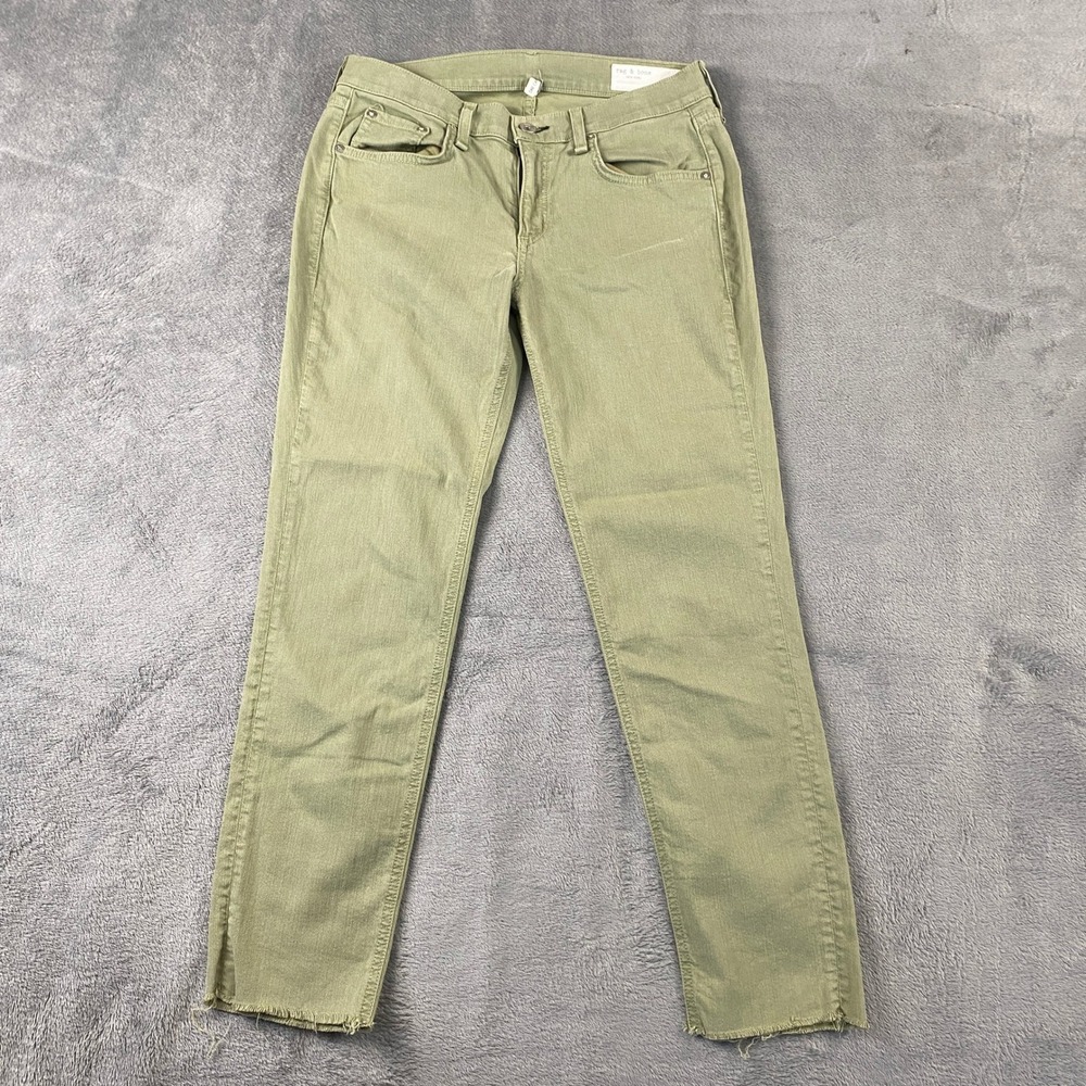Rag & Bone Dre Capri Womens 27 Sage Green Slim Boyfriend Raw Hem W2592O337SGE